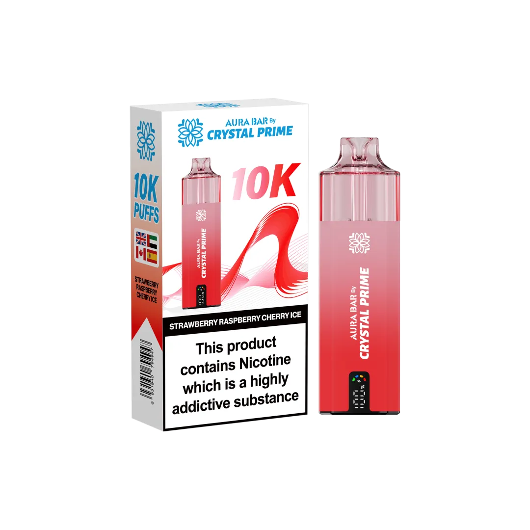 Strawberry Raspberry Cherry Ice flavour Crystal Prime 10000 Puffs Vape Kit