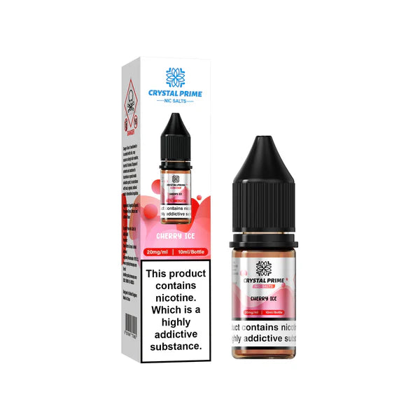 Cherry Ice flavoured Crystal Prime Nic Salts in Pinkish Red Colour