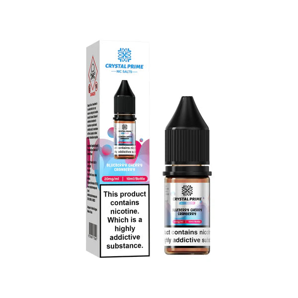 Blueberry Cherry Cranberry flavoured Crystal Prime Nic Salts in Blue Colour