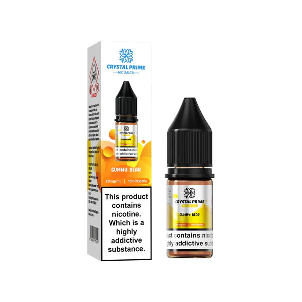 Gummy Bear flavoured Crystal Prime Nic Salts in Yellow and Orange Colour