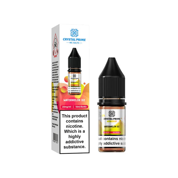 Watermelon Ice flavoured Crystal Prime Nic Salts in Reddish Yellow Colour