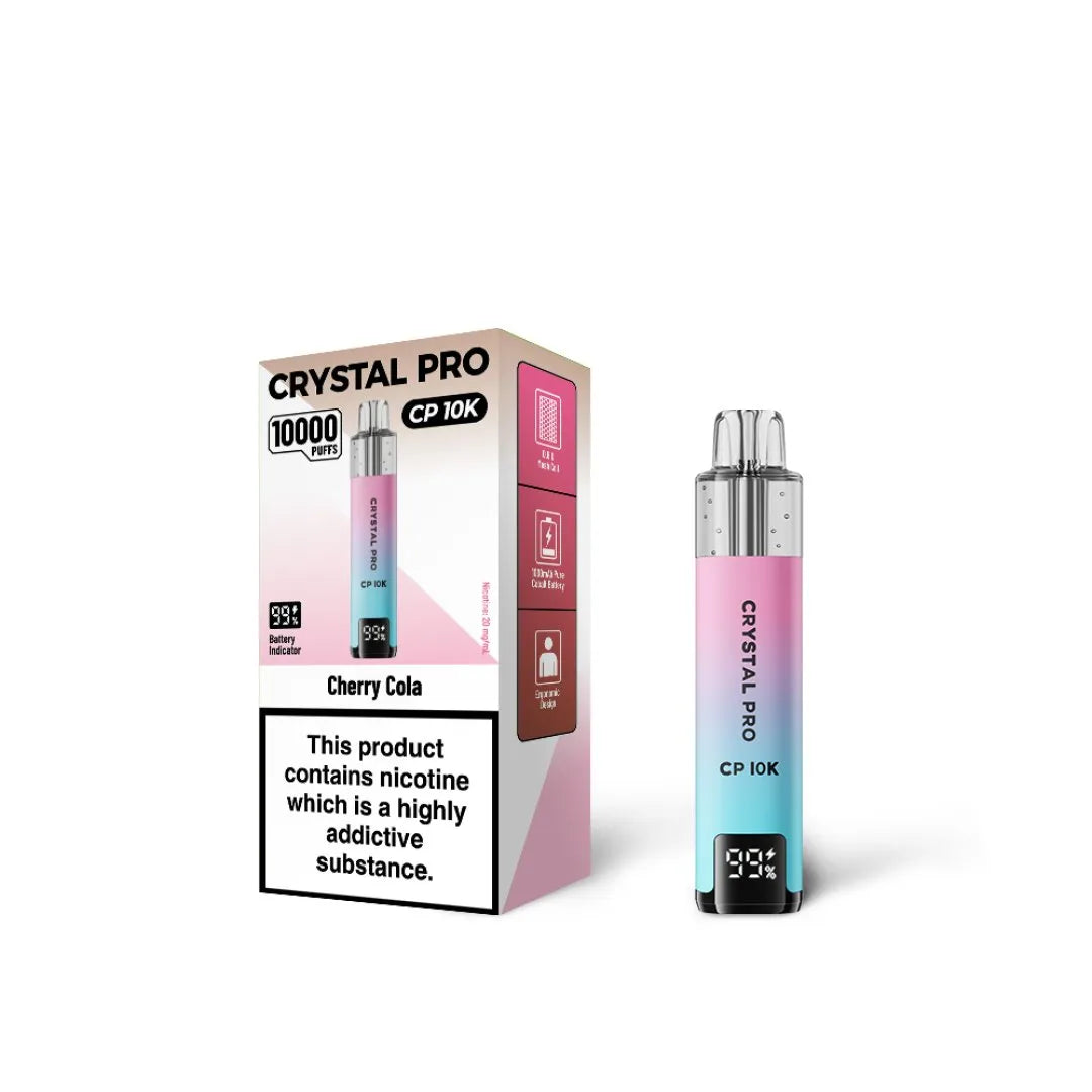 Cherry Cola flavoured Crystal Pro CP 10K in Pink and Blue