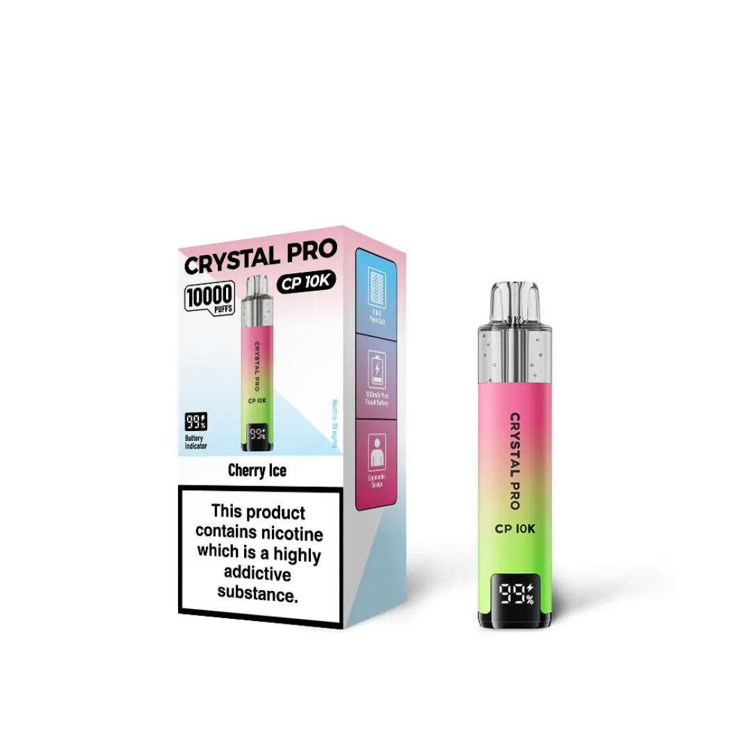 Cherry Ice flavoured Crystal Pro CP 10K in Pink and Green