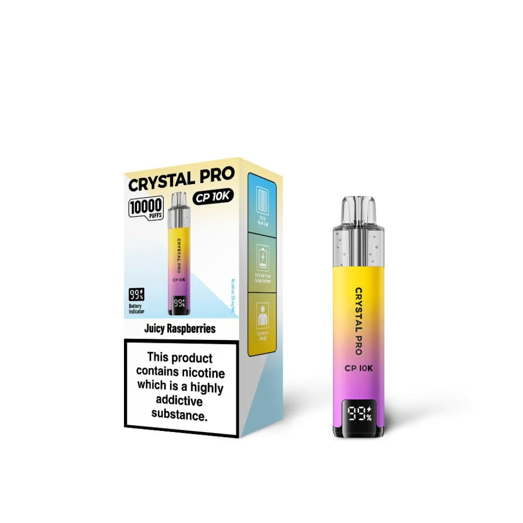 Juicy Raspberries flavoured Crystal Pro CP 10K in Yellow and Pink