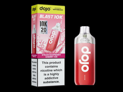 Strawberry Raspberry Ice flavoured Dojo Blast 10K in Red Colour