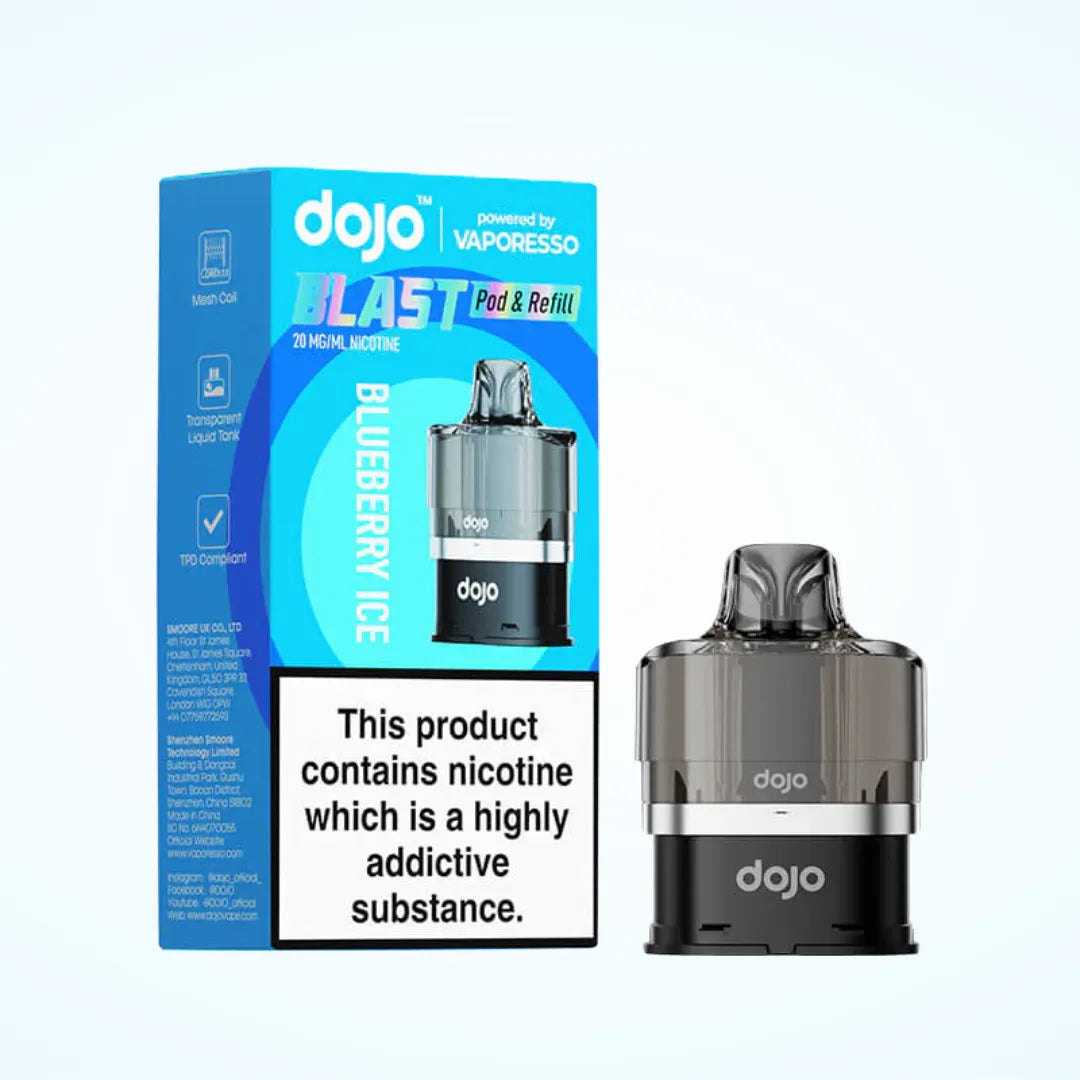 Blueberry Ice flavoured Dojo Blast Replacement Pod in Blue Colour
