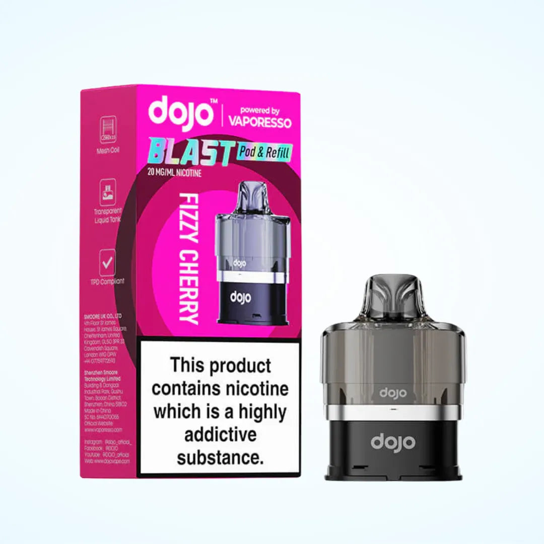 Fizzy Cherry flavoured Dojo Blast Replacement Pod in Pink Colour