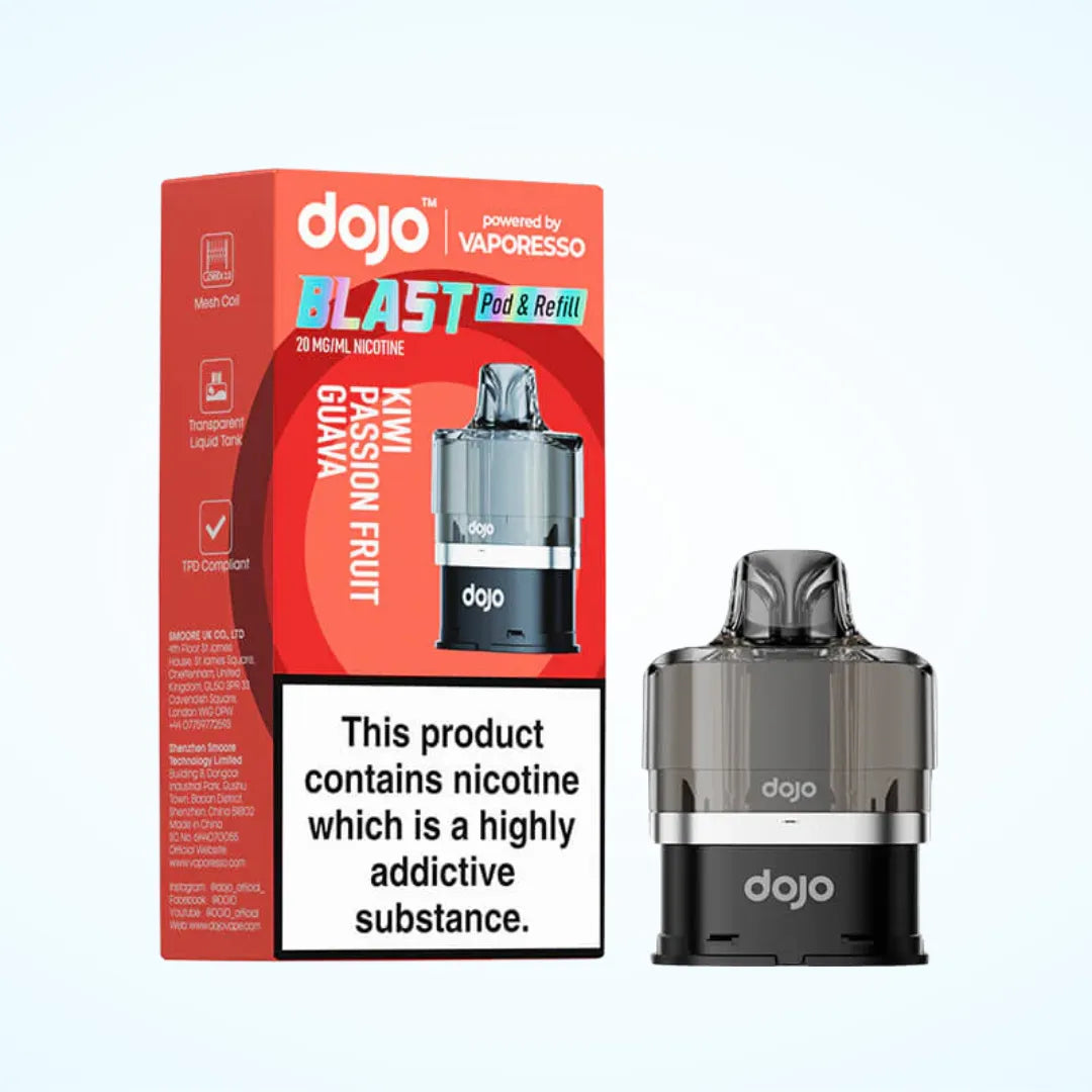 Kiwi Passion Fruit Guava flavoured Dojo Blast Replacement Pod in Red Colour
