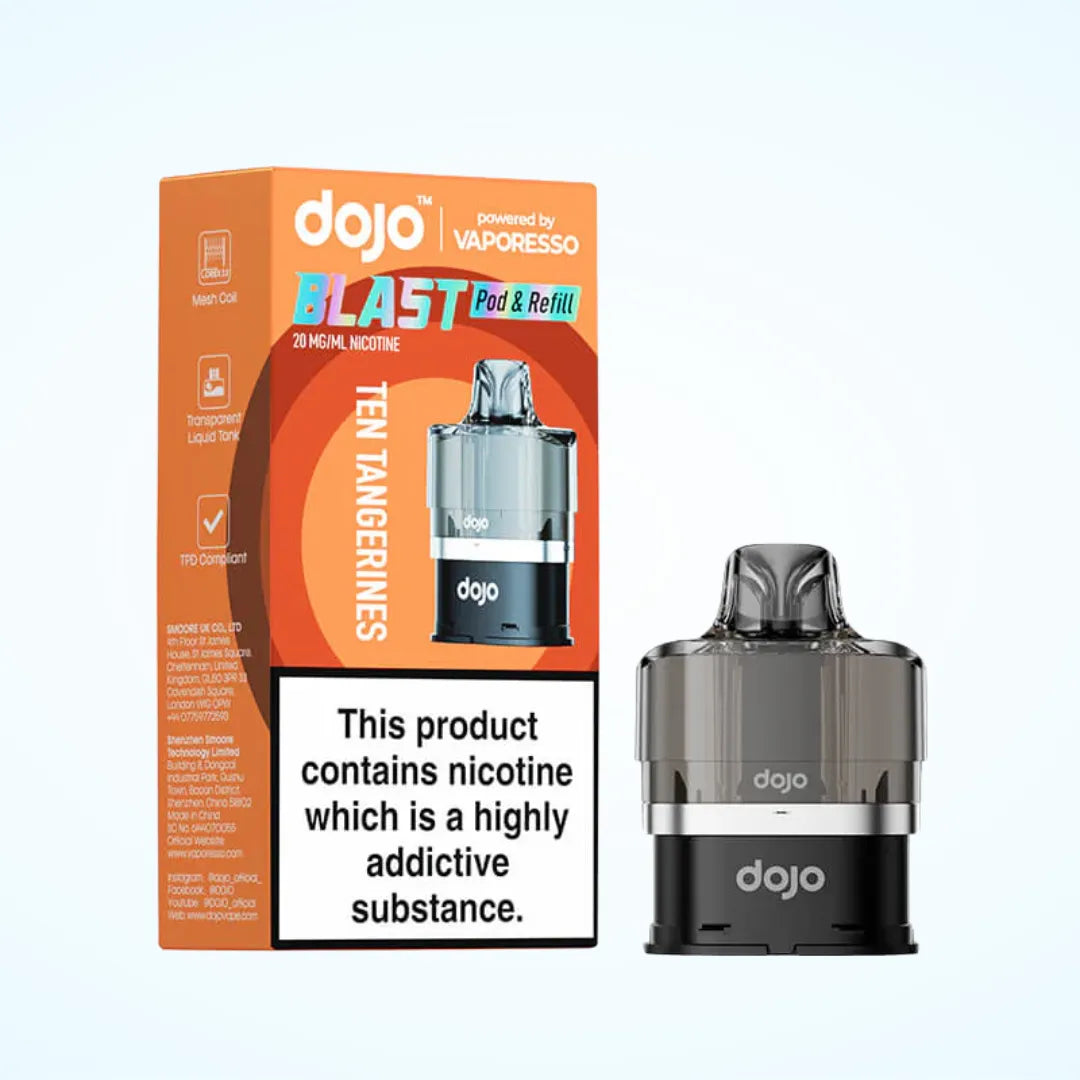 Ten Tangeries flavoured Dojo Blast Replacement Pod in Light Orange Colour