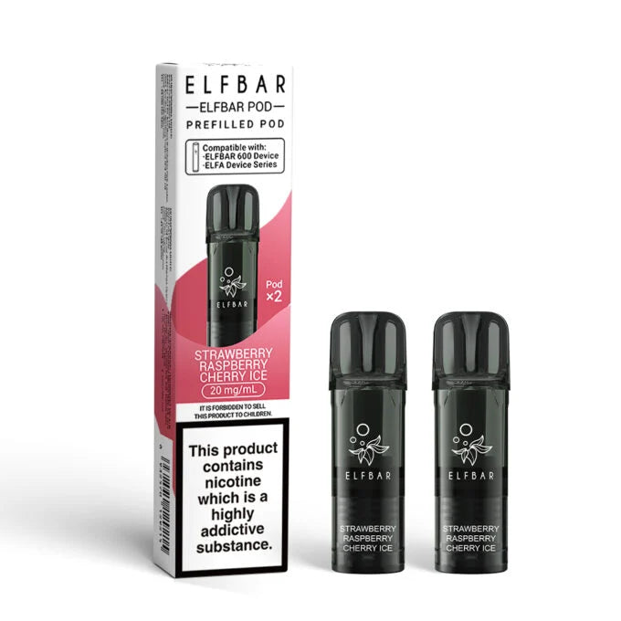 Strawberry Raspberry Cherry Ice flavoured ELFBAR 600 Prefilled Pod