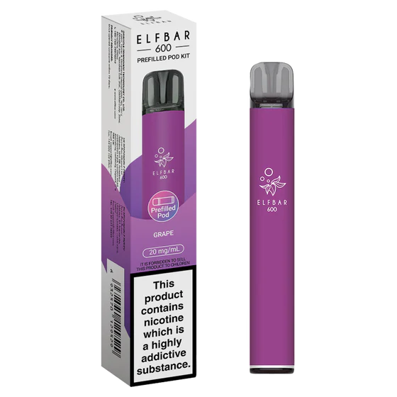 Grape flavoured ELFBAR 600 Prefilled Pod Kit
