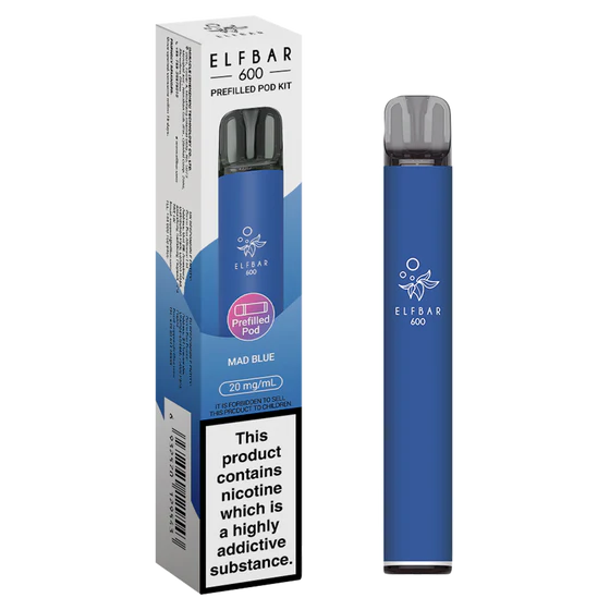 Mad Blue flavoured ELFBAR 600 Prefilled Pod Kit