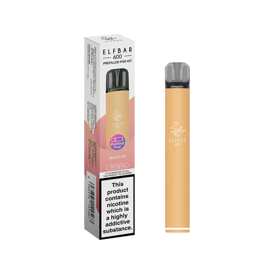 Peach Ice flavoured ELFBAR 600 Prefilled Pod Kit