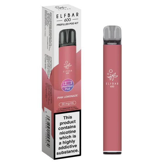 Pink Lemonade flavoured ELFBAR 600 Prefilled Pod Kit