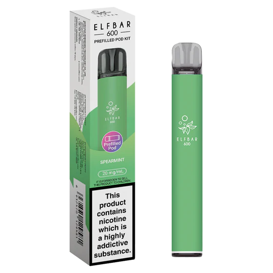 Spearmint flavoured ELFBAR 600 Prefilled Pod Kit