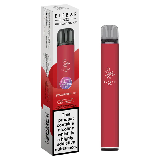 Strawberry Ice flavoured ELFBAR 600 Prefilled Pod Kit