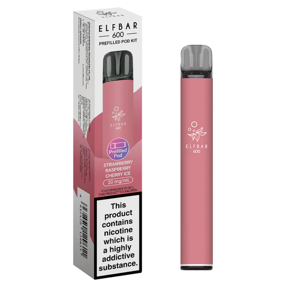 Strawberry Raspberry Cherry Ice flavoured ELFBAR 600 Prefilled Pod Kit