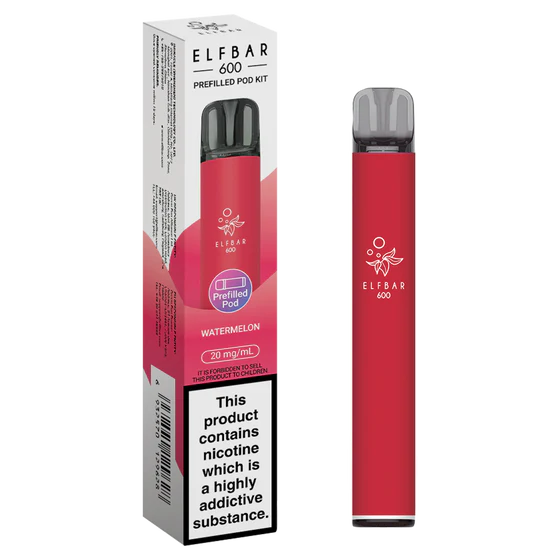 Watermelon flavoured ELFBAR 600 Prefilled Pod Kit