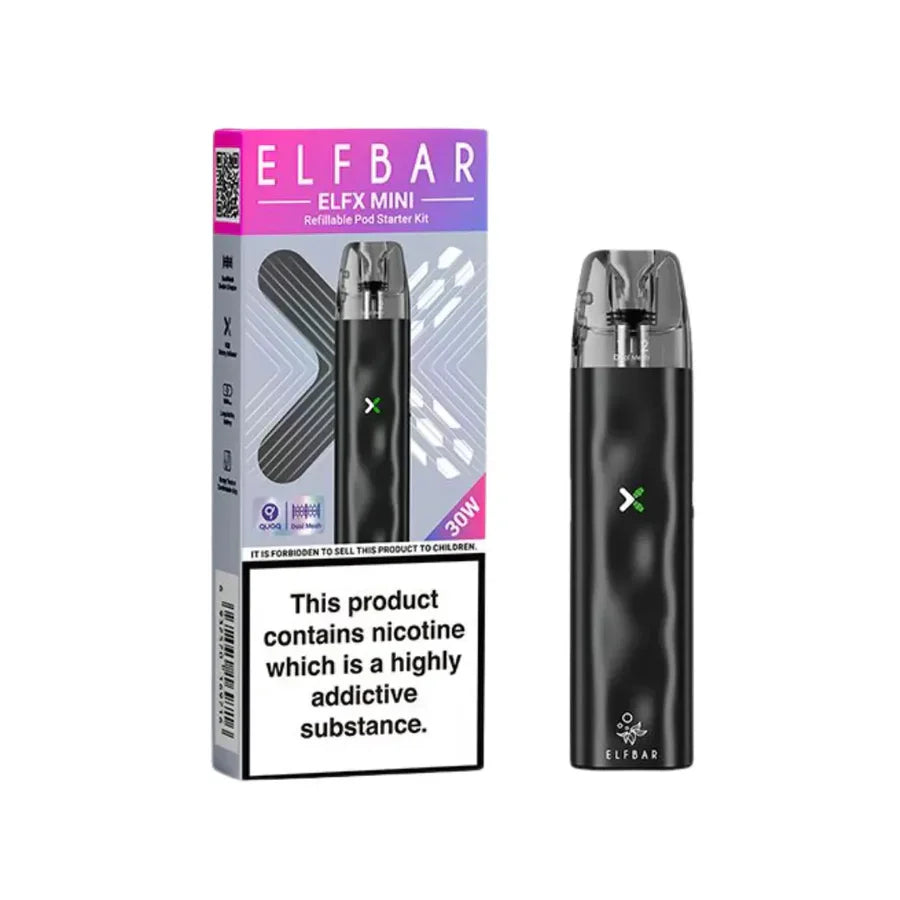 Black coloured ELFX Mini Prefilled Vape Kit