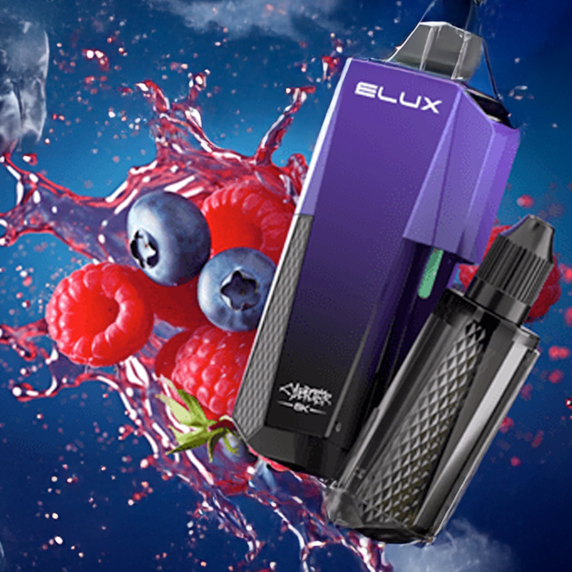 Blue Sour Raspberry flavoured Elux Cyberover 6K