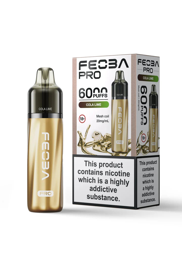 Cola Lime flavoured Feoba Pro 6000 Prefilled Vape Kit in Yellow