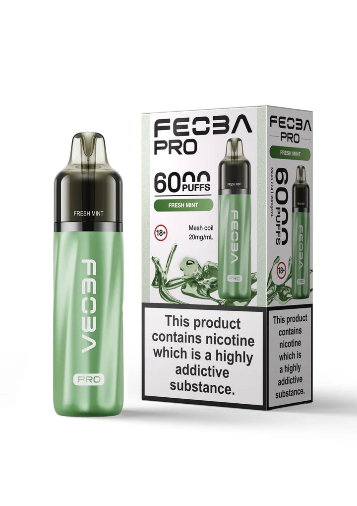 Fresh Mint flavoured Feoba Pro 6000 Prefilled Vape Kit in Green