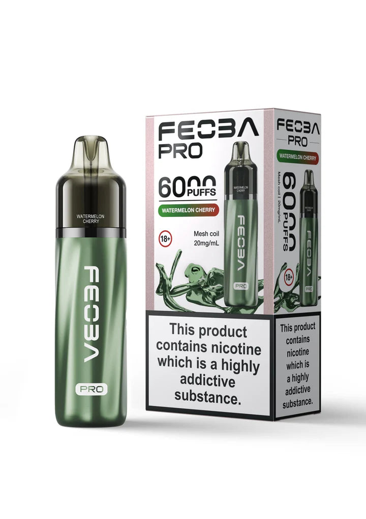 Watermelon Cherry flavoured Feoba Pro 6000 Prefilled Vape Kit in Green