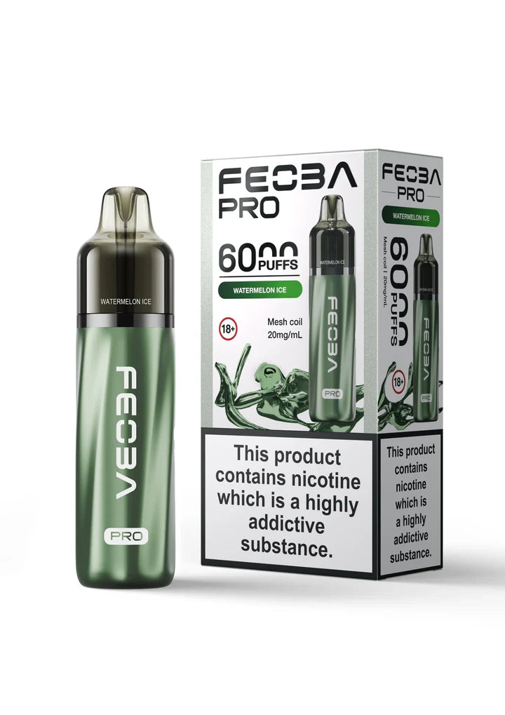 Watermelon Ice flavoured Feoba Pro 6000 Prefilled Vape Kit in Green