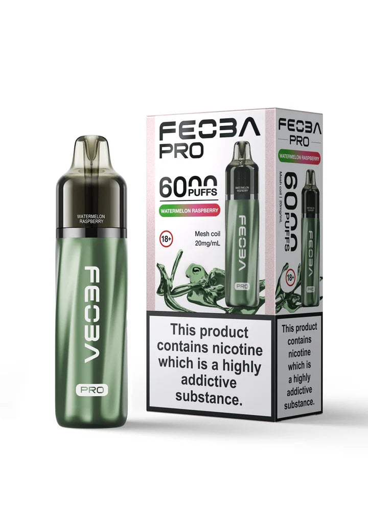Watermelon Raspberry flavoured Feoba Pro 6000 Prefilled Vape Kit in Green