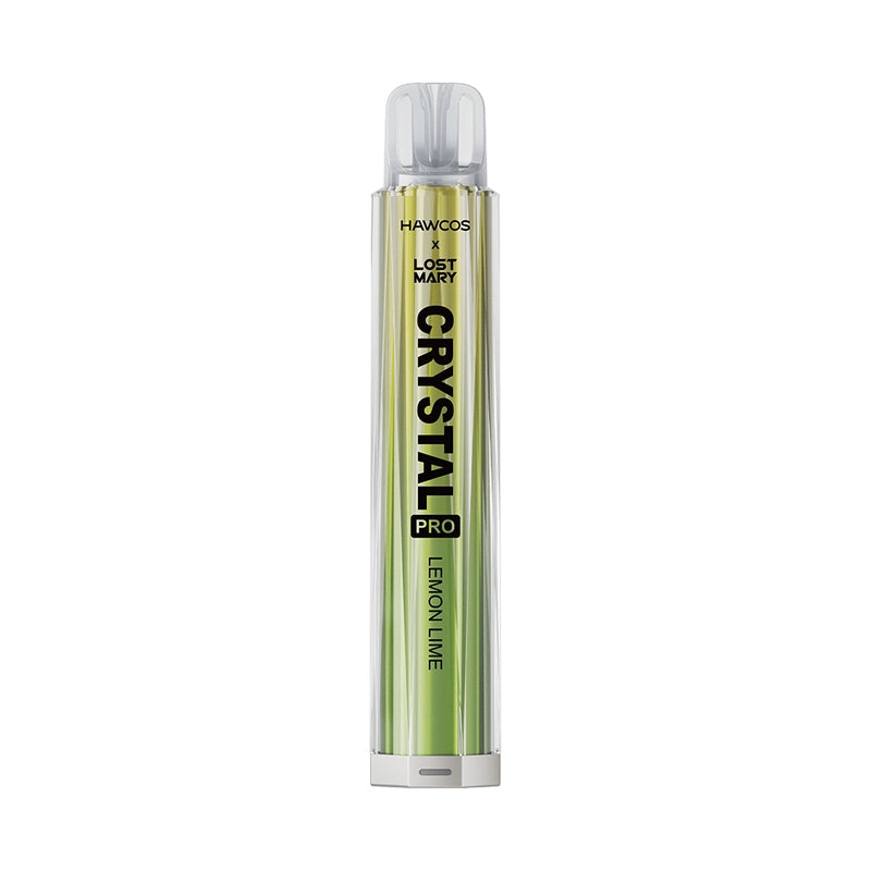 Lemon Lime flavoured Hawcos x Lost Mary Crystal Pro Prefilled Pod Kit in Greenish Yellow Colour

