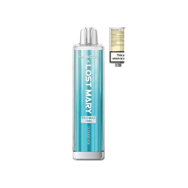 Cloudd Ice flavoured Hawcos x Lost Mary Pro Max 7000 in Light Blue Colour