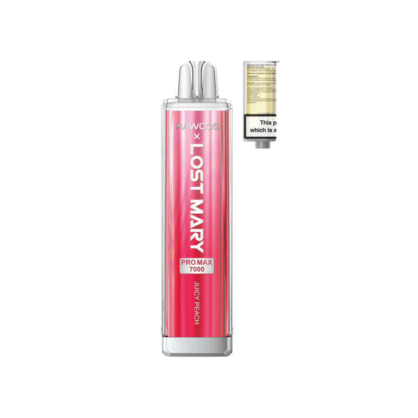 Juicy Peach flavoured Hawcos x Lost Mary Pro Max 7000 in Red Colour