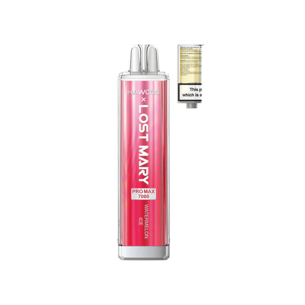 Watermelon Ice flavoured Hawcos x Lost Mary Pro Max 7000 in Light Red Colour