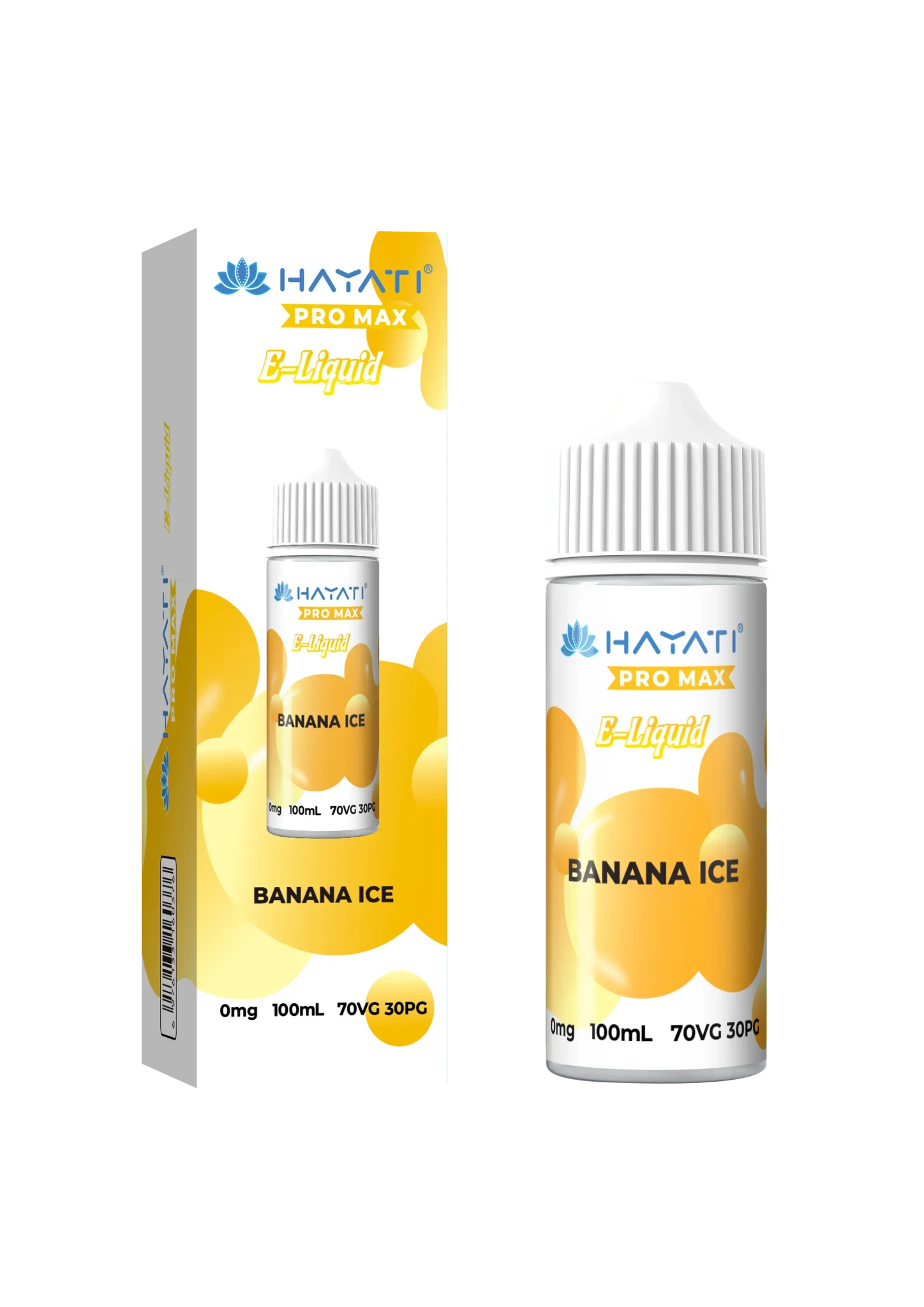 Banana Ice flavoured Hayati Pro Max E-liquid 100ml Shortfill