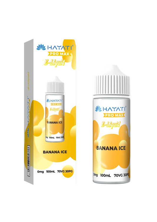 Banana Ice flavoured Hayati Pro Max E-liquid 100ml Shortfill