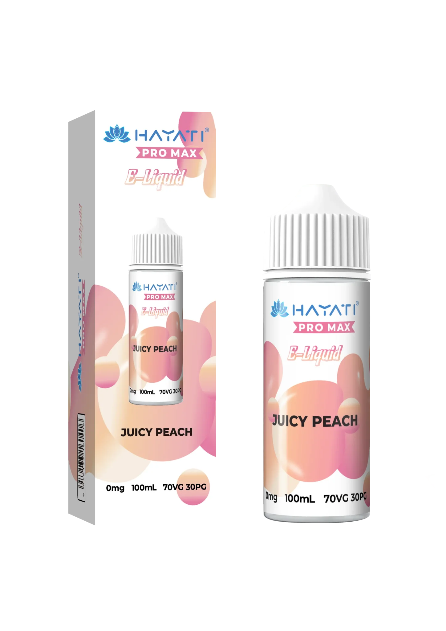 Juicy Peach flavoured Hayati Pro Max E-liquid 100ml Shortfill
