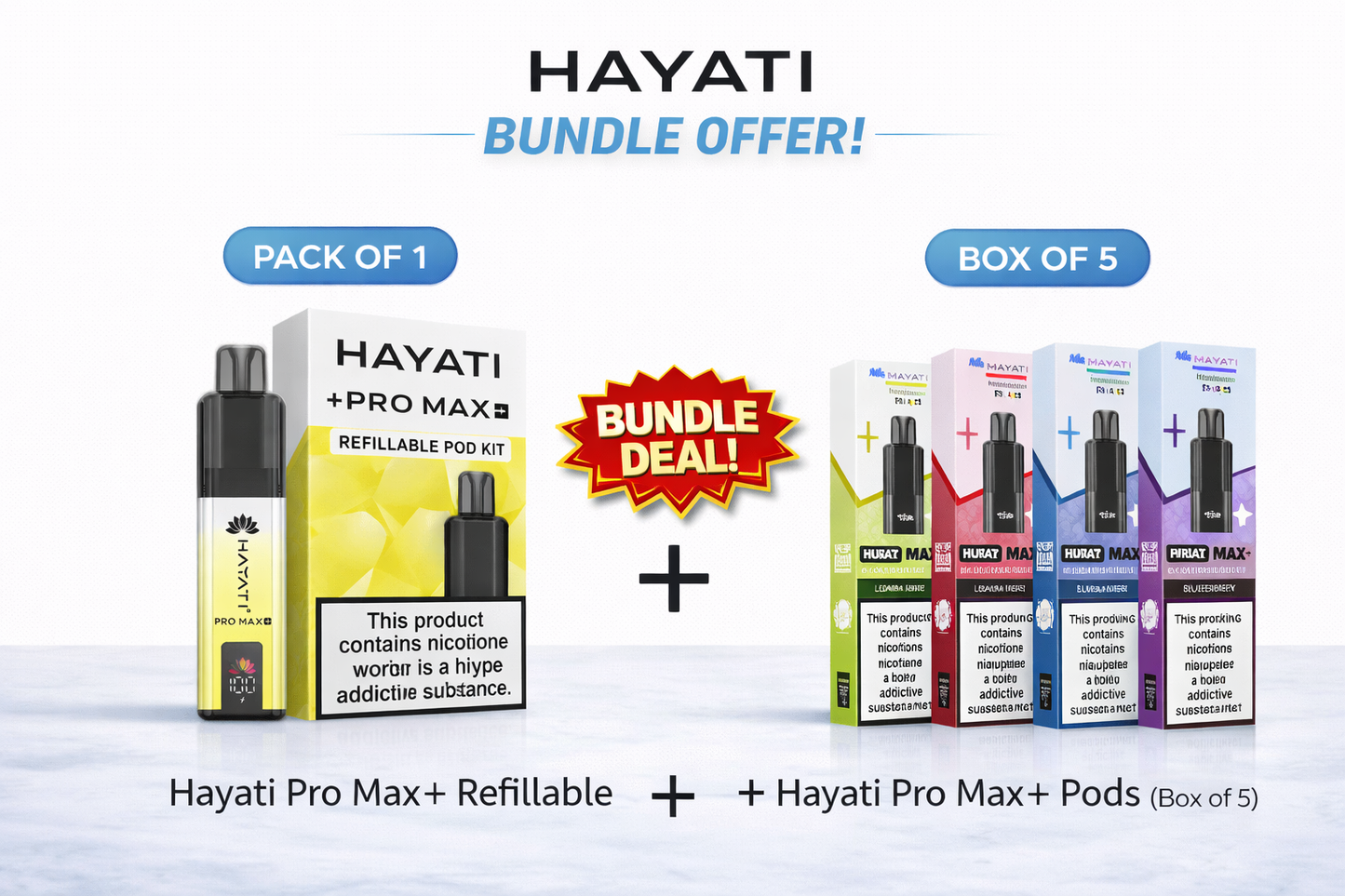 Hayati Pro Max Plus Bundle With Refillable Pod Kit And Pods