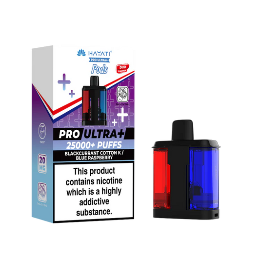 Hayati Pro Ultra Plus 25K Blackcurrant Cotton K / Blue Raspberry Flavored Prefilled Pod