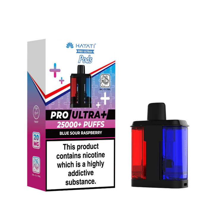 Hayati Pro Ultra Plus 25K Blue Sour Raspberry Flavored Prefilled Pod