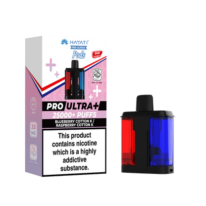 Hayati Pro Ultra Plus 25K Blueberry Cotton K/Raspberry Cotton K Flavored Prefilled Pod