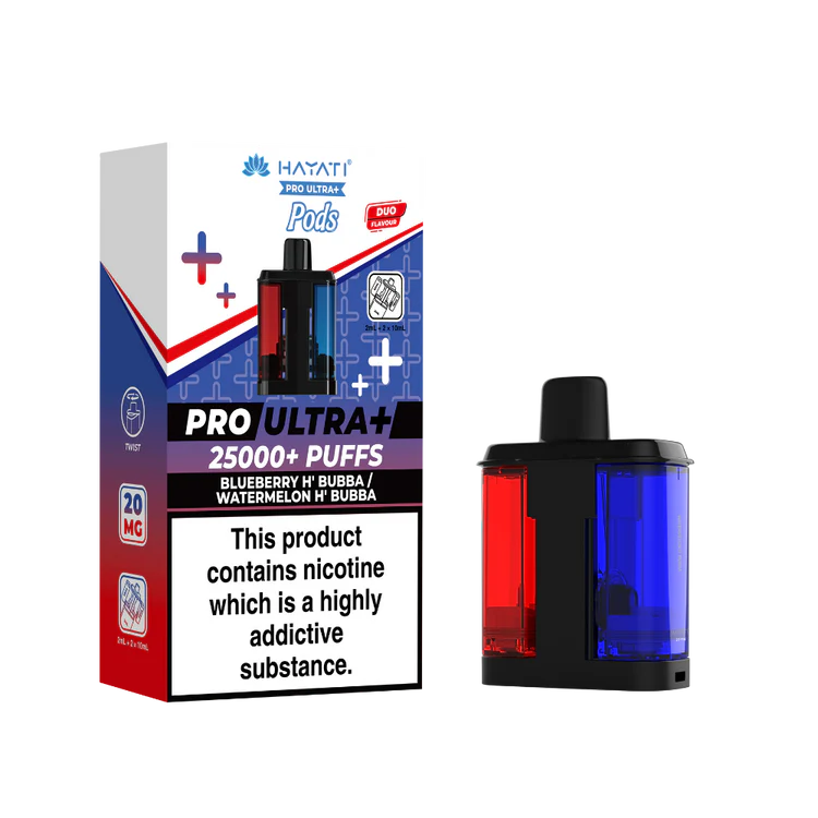 Hayati Pro Ultra Plus 25K Blueberry H' Bubba/Watermelon H' Bubba Flavored Prefilled Pod
