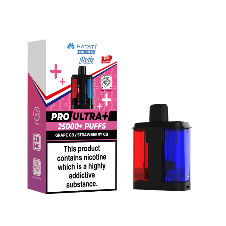 Hayati Pro Ultra Plus 25K Grape GB/Strawberry GB Flavored Prefilled Pod