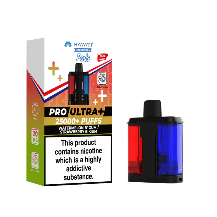 Hayati Pro Ultra Plus 25K Strawberry B' Gum/ Watermelon B' Gum Prefilled Pod
