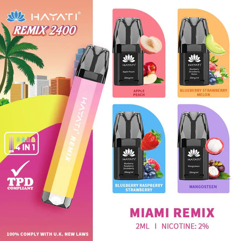 Hayati Remix 2400 Puffs 4 in 1 Disposable Vape Pod Kit - Vape & Candy Wholesale