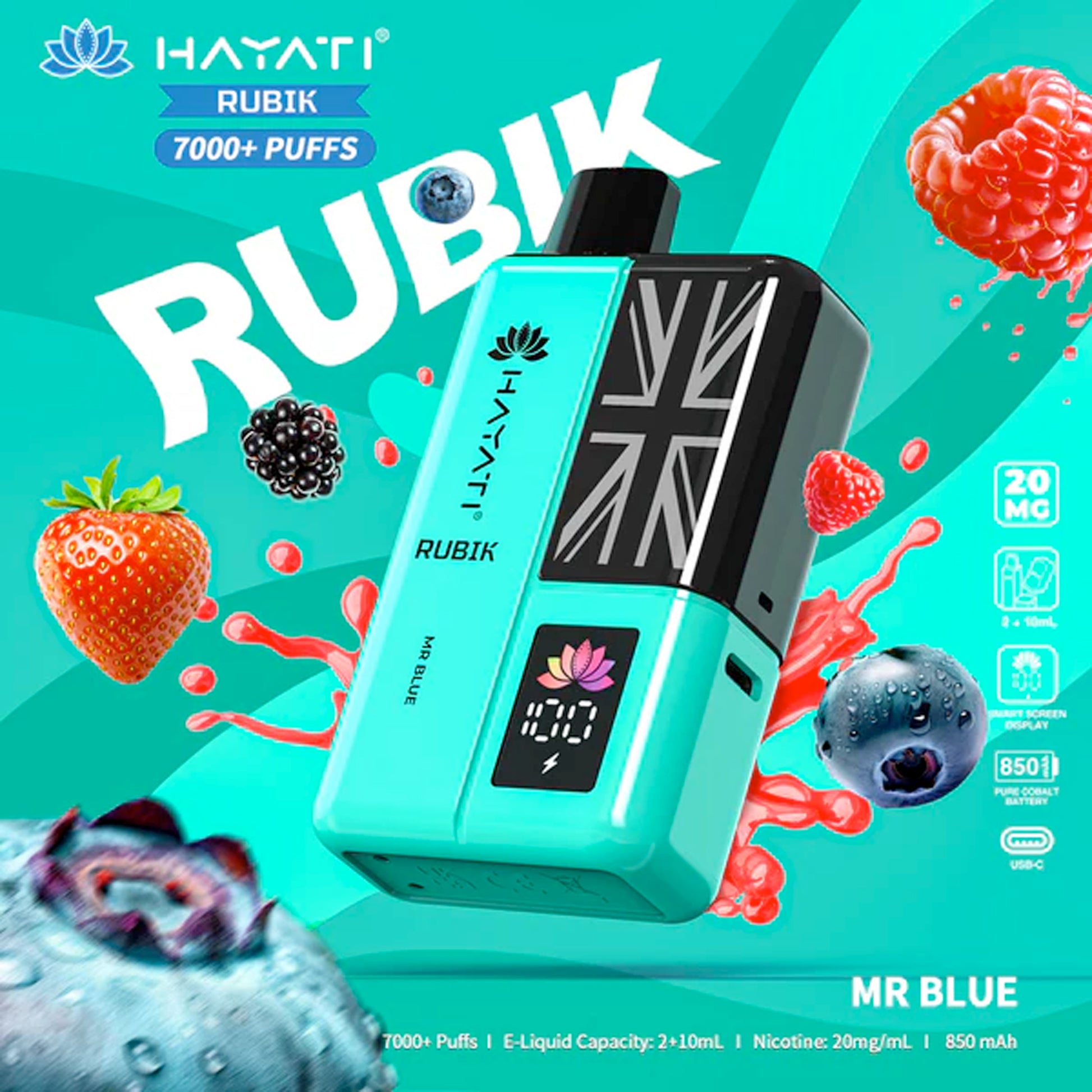 Mr Blue flavoured Hayati Rubik 7000 Plus Puffs