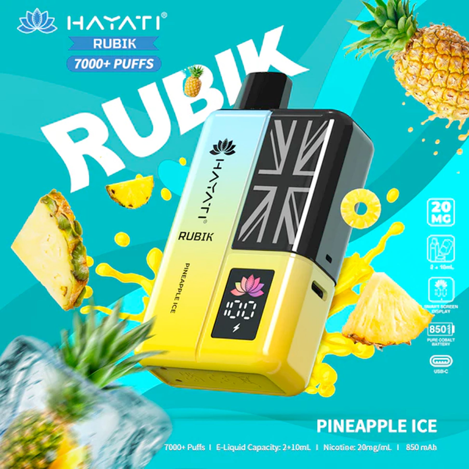 Pineapple Ice flavoured Hayati Rubik 7000 Plus Puffs