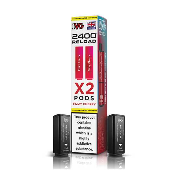 Fizzy Cherry flavoured IVG 2400 Reload 2 in 1 Pod in Red Colour