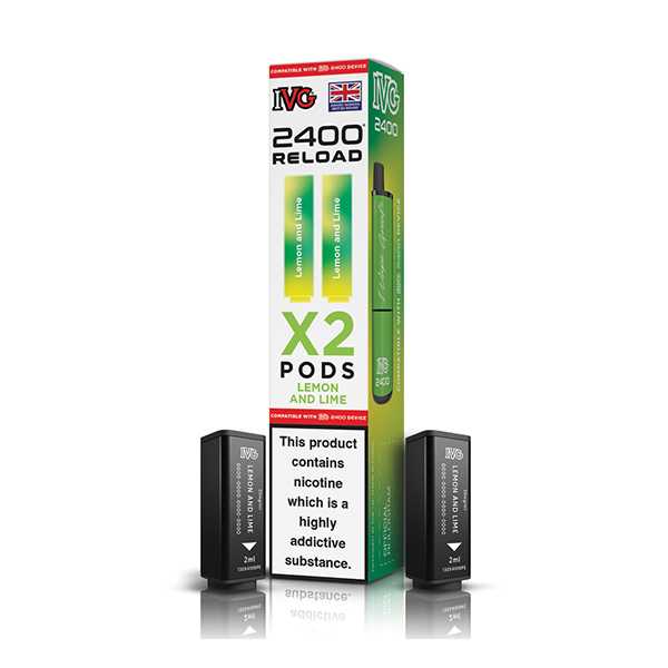 Lemon & Lime flavoured IVG 2400 Reload 2 in 1 Pod in Green Colour