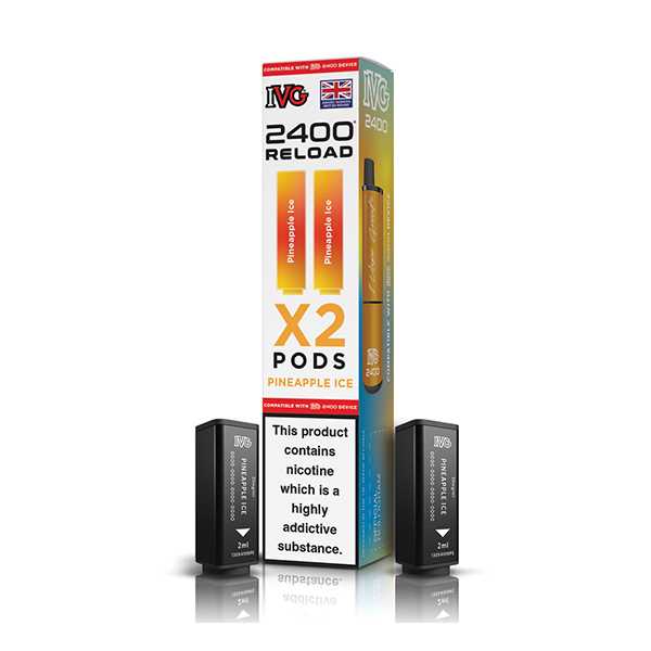 Pineapple Ice flavoured IVG 2400 Reload 2 in 1 Pod in Orange and Blue Colour