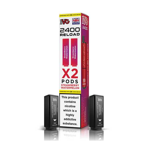 Strawberry Watermelon flavoured IVG 2400 Reload 2 in 1 Pod in Red Colour